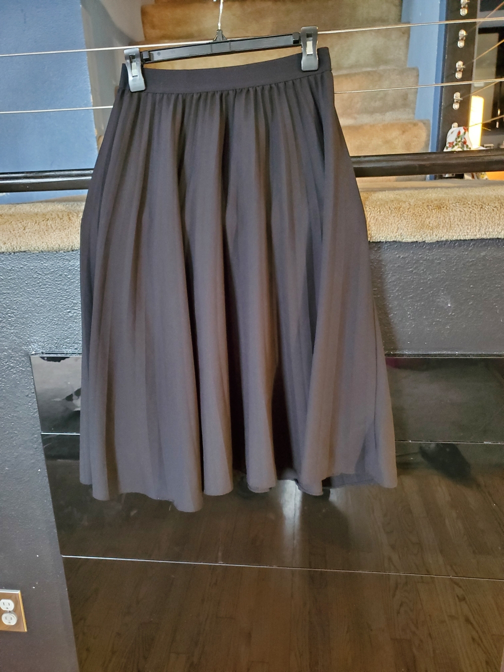 Elegant Black Circle Skirt with Soft Gathered Waist